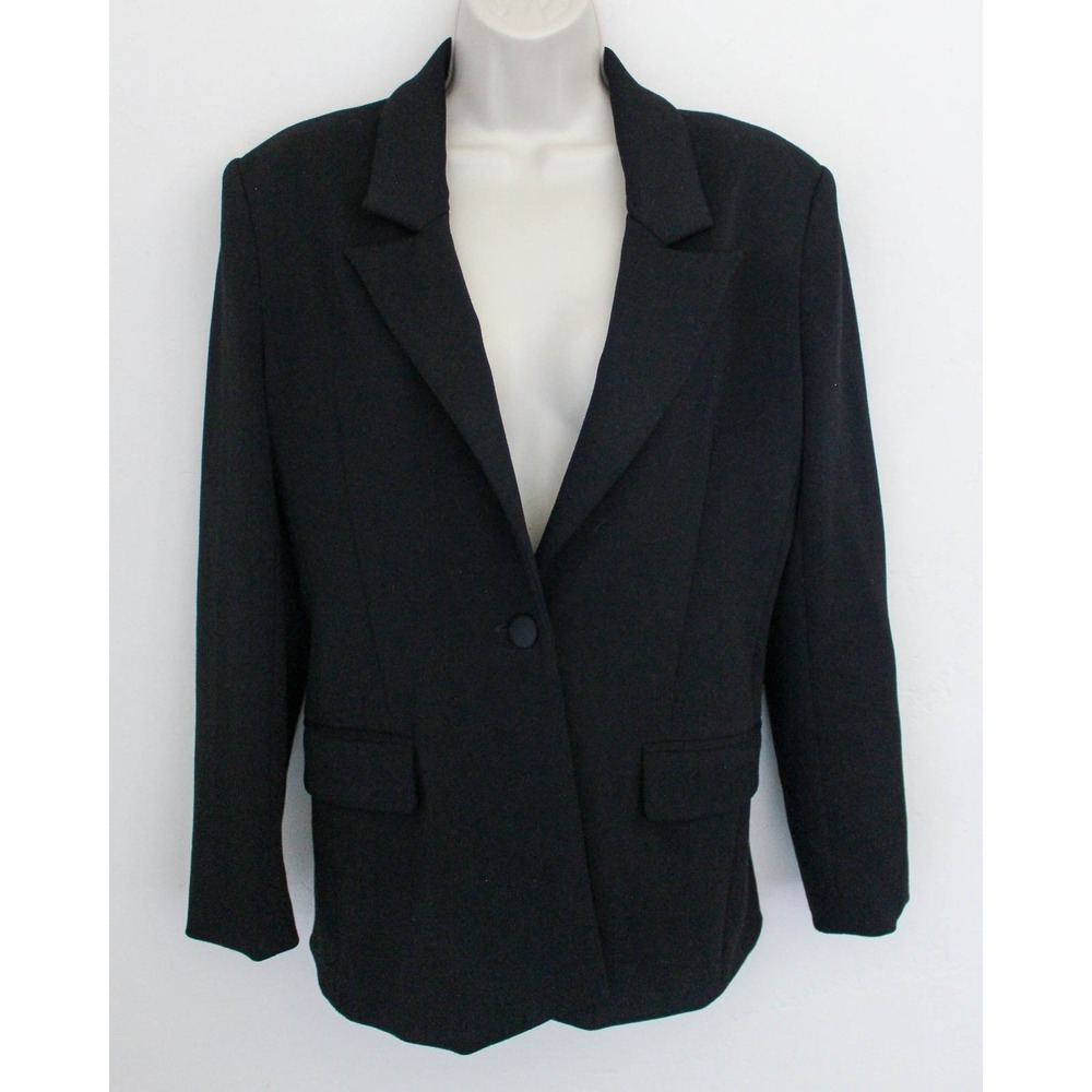 Carbon38‎ Blazer Womens Small Black Stretch Scuba Single Button Jacket Tailored
